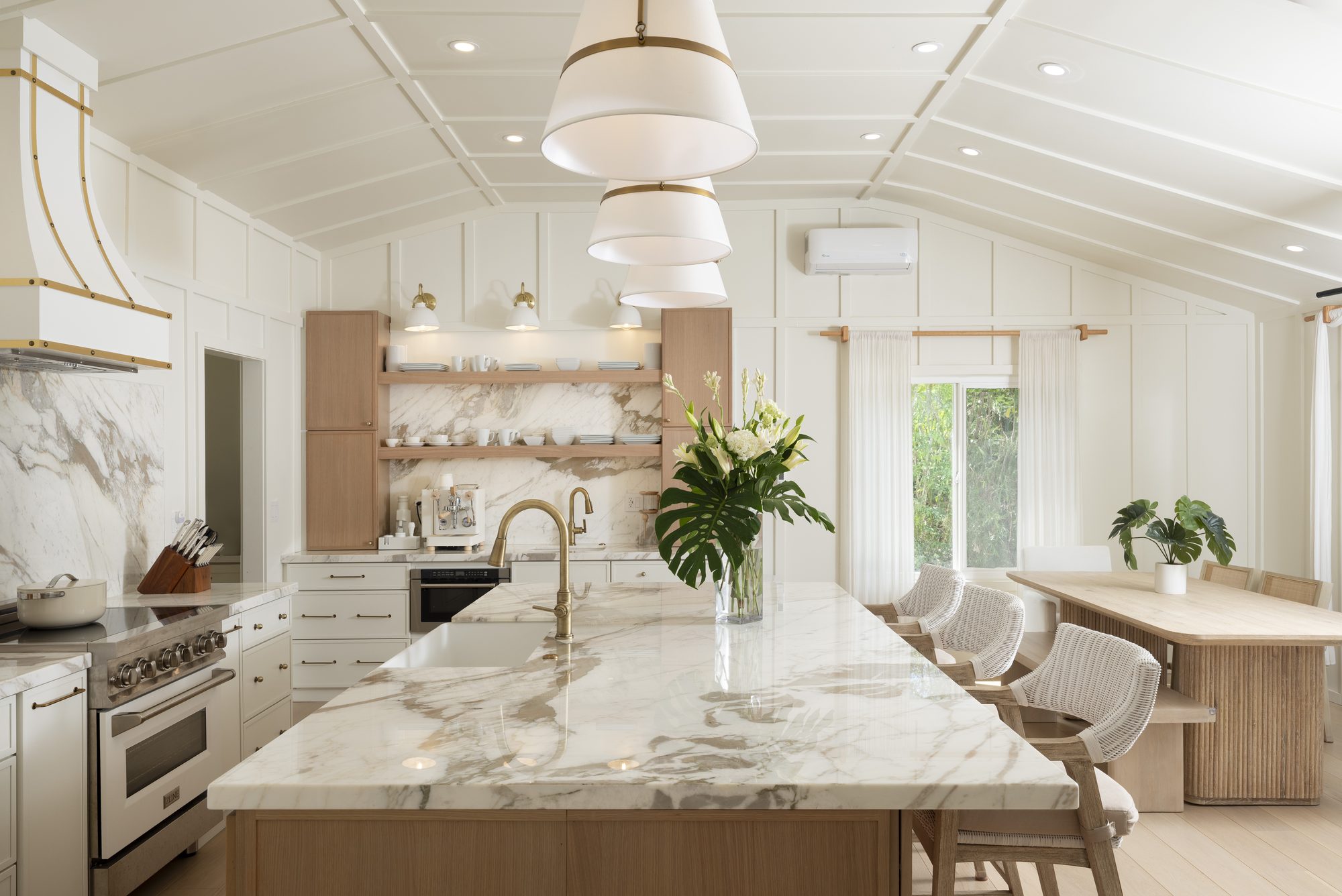 Luxury kitchen renovation in Kailua — Calacatta marble and white oak